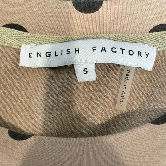 English Factory Brown Flutter Sleeve Dotted Babydoll Mini Dress Size S - Picture 8 of 8